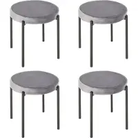 HOMCOM 4er-Set Esszimmerhocker Stapelhocker Küchenhocker Barhocker Velvet-Touch modern Küche Esszimmer Polyester Stahl Grau 41,5 x 41,5 x 46 cm