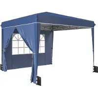 Welikera Pavillon 3 x3 m Wasserdicht höhenverstellbar Pop-up Faltpavillon mit 2 Seitenteilen, UV 50+ Faltbar Dunkelblau