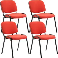 Mendler 4er Set Besucherstuhl HLO-CP111 Stoff rot