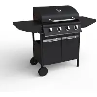 DELUKE Gasgrill COMMI Schwarz Stahl | Grillwagen Piezo Zündung 2 Ablagen
