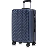 YONSLY Koffer Trolley Reisekoffer Suitcase, Rollkoffer Handgepäck ,mit 4 Rollen360°, Hartschalenreisekoffer, Zahlenschloss, Weicher Gummigriff (L,Dunkelblau)