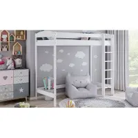 Meble Wróbel Hochbett 180 Kinderbett aus Kiefernholz für Mädchen und Jungen, 80 x 180 cm, Höhe 180 cm, , Weiß