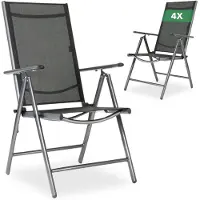 Arebos Gartenstuhl Hochlehner klappbar 4er Set – 7-fach verstellbar bis 150° wetterfest, UV-beständig, Aluminium, belastbar bis 120 kg Balkonstuhl Set
