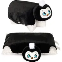 Ed Brubaker Kuscheltier Kissen Pinguin - 2 in 1 Stofftier & Kuschelkissen - 40 x 30 cm aufklappbares Kinder Plüschkissen mit Klettverschluss Tierkissen