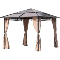 DELUKE Pavillon KIEL Alu/Stahl Grau Polyester | Gartenpavillon Gartenlaube für Garten/Terrassen
