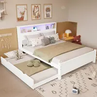 STILVORA Bettgestell 90×190&120x200cm Doppelbett mit Ladebuchse,Jugendbett mit ausziehbett,Stauraumbett,Rahmen aus Kiefer, Kiefer+MDF, Weiß