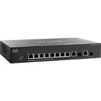 Cisco SF 302-08MP, IEEE 802.3ad, 10/100/1000 Mbps, gemanaged, L3, Schwarz, 279,4 x 44,45 x 170 mm