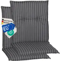 NYVI Gartenstuhl Auflagen Niedriglehner 2er Set Barcelona - UV-Beständig, Atmungsaktiv, Strapazierfähig - Niedriglehnerauflagen Outdoor - Sitzauflagen für Gartenstühle 100x50cm Grau Gestreift