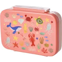 Rice - Plastic Lunchbox with 6 Rooms - Coral Ocean Print - Coral
