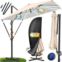Kesser Sonnenschirm Ampelschirm SUN XL 300 x 300 cm Inkl. Abdeckung +Windsicherung Drehbar Neigbar Kippbar Marktschirm Groß 360° Rotation, Gartenschirm mit Kurbel Sonnenschutz UV50+