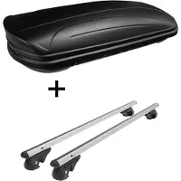 VDP Dachbox VDPMAA320 320Ltr abschließbar schwarz matt + Alu Relingträger VDP004L kompatibel mit für Opel Zafira A 99-'04