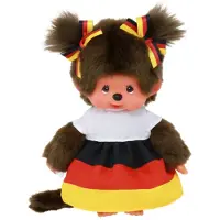 Monchhichi Mädchen im Deutschland-Kleid | 20 cm Puppe | zwei Zöpfchen | Gr.: onesize