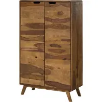 MASSIVMOEBEL24.DE MASSIVMOEBEL24 Highboard Sheesham 90x40x145 natur sandgestrahlt lackiert MALMÖ 2 #208