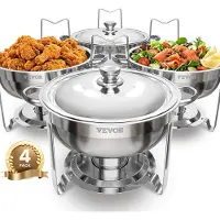 Vevor Chafing Dish Buffet Speisenwärmer mit 4 Behältern in voller Größe (4,7 L pro)