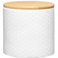 Kuketo | Vorratsdose 670 ml Weiß Mit Bambusdeckel – Küchenbehälter Für Kaffee, Tee, Zucker & Gewürze – Luftdicht, Stilvoll & Robust