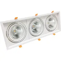Silamp Dreifachhalterung AR111 Einbau und schwenkbar mit 3 x 20W LED-Lampen - Neutralweiß 4000K - 5500K