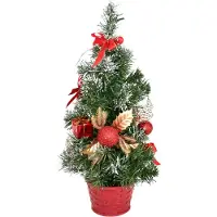 DOMMIO Weihnachtsbaum 35 cm, Rot, mit rotem und goldenem Weihnachtsstern, Kugeln und Schleifen