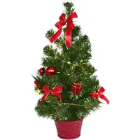 DOMMIO Weihnachtsbaum Rot 50 cm hoch, 25 cm breit, mit Goldkette und Sternen im roten Topf