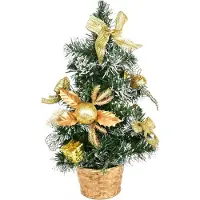 DOMMIO Goldener Weihnachtsbaum 35 cm, komplett mit Stern, Kugeln und Schleifen dekoriert