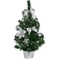 DOMMIO Weihnachtsbaum 50 cm Silber mit Poinsettien, Sternenkette und silbernem Topf
