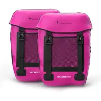 Red Loon Fahrradtasche Pro Plus Packtasche Gepäckträgertasche LKW-Plane wasserdicht, Farbe:pink-schwarz, Anzahl:2x Fahrradtasche