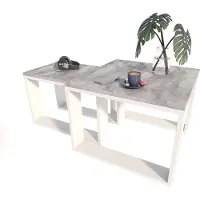 Per la vita Couchtisch mit Loft, Beistelltisch Holztisch für Wohnzimmer, Sofatisch klein Holz, Wohnzimmertisch, Beton- Weiß zwei Tiscch