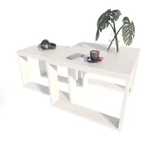 Per la vita Couchtisch mit Loft, Beistelltisch Holztisch für Wohnzimmer, Sofatisch klein Holz, Wohnzimmertisch, Weiß zwei Tiscch