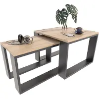 Per la vita Couchtisch mit Loft, Beistelltisch Holztisch für Wohnzimmer, Sofatisch klein Holz, Wohnzimmertisch, Artisan- Schwarz zwei Tiscch