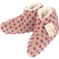 Linke Hausschuhe Bettschuhe Wolle Noppen beige