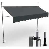 ONBEST Balkonmarkise | ohne Bohren | 400 x 120 cm | mit Kurbel | Wetterfest | UV-Beständig | UV50+ | Höhenverstellbar | Anthrazit