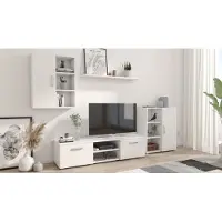 Per la vita Wohnwand Ikar , Modern Schrankwand, Wohnzimmerschrank mit Hängeschrank, Fernsehtisch, Sideboard und Wandregal,