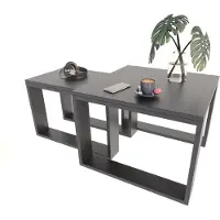 Per la vita Couchtisch mit Loft, Beistelltisch Holztisch für Wohnzimmer, Sofatisch klein Holz, Wohnzimmertisch, Schwarz zwei Tiscch