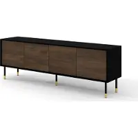 BIM Sp. z o.o. TV-Möbel Rani mit 4 Türen, Holzoptik und Schwarz, 180cm