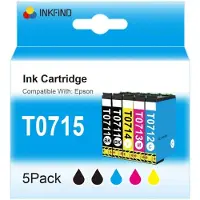 INKFIND T0715 Tintenpatrone für Epson711 Epson715 EpsonT0715 Multipack mit 5 Stück (2 Schwarz, 3 Farbe) für Epson Stylus D120, S20, S21, SX100, SX105,