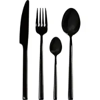 Ambition | Besteckset Schwarz 24-teilig Edelstahl – Für 6 Personen – Messer, Gabeln, Löffel & Teelöffel – Modern & Elegant