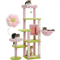 Purpurra Kratzbaum Katzenturm mit großer Hängematte und Höhle für große Katze, 150cm