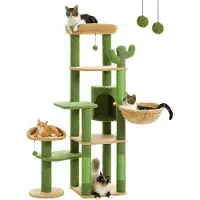 Purpurra Kratzbaum Katzenturm mit großer Hängematte und Höhle für große Katze, 150cm