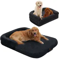 Purpurra Faltbares menschliches Hundebett für Kinder, Hundesofa, orthopädischer Memory Foam Matte und wasserfestem Schaumstoff, grau