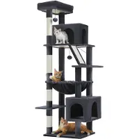 Hangzhou Xingtiancui Technology Development Co., Ltd PAWZ Road Hoch Kratzbaum für große Katzen, robuster Katzenturm 180 cm, extragroße Hängematte, 4 Sisal-Kratzbäume, ideal für Maine Coon, Dunkelgrau