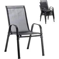 GIHAUVIA 4er Set Gartenstühle Stapelbar robustem Metallgestell und Hoher Belastbarkeit Terrassenstühle Balkonstühle mit Armlehnen 54.5x63x92cm Schwarz