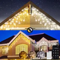 CIRCLIO 30m LED Lichtervorhang Lichterkette，1200LEDs Warmweiß Eisregen Lichtervorhang Außen Innen mit Fernbedienung und App，17 Modi, 4 Helligkeiten Weihnachten