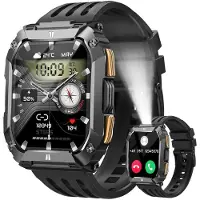 Sanorum 2026 Smartwatch Herren Militärqualität,1000-mAh-Akku,60 Tage Standby Smartwatch,Mit Herzfrequenz,SpO2 und Schlaf,Blutdruckmessung,1,95''AMOLED-Display