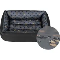 SuperKissen24. Hundebett Hundekorb Hundesofa Tierbett für Kleine, Mittlere und Grosse Hunde - Waschbar - Größe XL - Schwarz und Grau - Pfoten