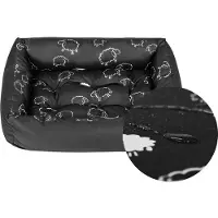 SuperKissen24. Hundebett Hundekorb Hundesofa Tierbett für Kleine, Mittlere und Grosse Hunde - Waschbar - Größe XL - Schwarz und Grau - Schaf