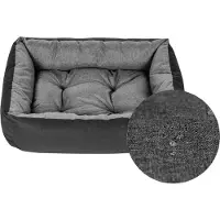 SuperKissen24. Hundebett Hundekorb Hundesofa Tierbett für Kleine, Mittlere und Grosse Hunde - Waschbar - Größe L - Schwarz und Grau - Flachs