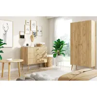 MELIMEBLE Wohnzimmer-Set Bolea "B" - Eiche Craft Gold