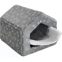 SuperKissen24. Hundebox für Mittlere und Große Hunde und Katzen - Hundehütte indoor - Hundebett - Wasserdicht Hundehöhle - 50x64x45 cm - Hellgrau