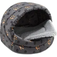 SuperKissen24. Hundehütte indoor - Hundebett - Hundebox für Mittlere und Große Hunde und Katzen - Wasserdicht Hundehöhle - 41x30x31 cm - Pfoten Grau