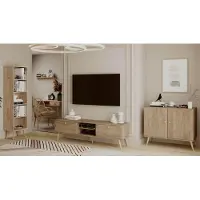 MELIMEBLE Wohnzimmer-Set Bolea"A" - Eiche Craft Gold