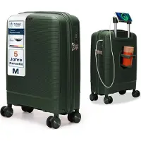 4FLY Leichter Hartschalen Handgepäck Koffer M 55×37×20 cm (35L) - mit TSA Schloss, USB Anschluss und 4 Spinner Rollen